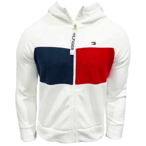 tommy hilfiger white zip up hoodie